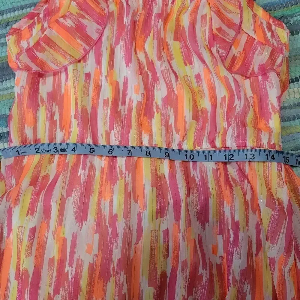 Wonder Nation Girls XXL 18 Colorful Lurex Chiffon Party Dress NWT – Tween Fit